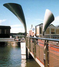 Sculptured counterweights helping provide a 9 metre wide channel for navigation  Arup