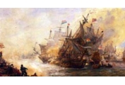 Battle of North Foreland, June 1653, the flagship of Admiral Tromp engages the British Ship James (Royal Naval Museum)