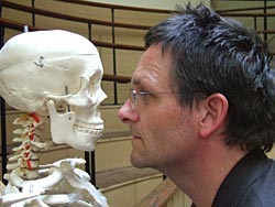 Watch clips from Medical Mavericks (Image: Michael Mosley and a skeleton)
