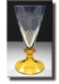  Vaseline Glass / Uranium Glass Footed Art Deco Engraved Wine Glass - English  - c.1930's 