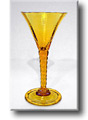  Vaseline Glass / Uranium Glass Wrythen Wine Glass - English - 1930's 