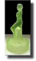  Vaseline Glass /Uranium Glass Figurine Flower Frog - Sowerby - c.1930's 