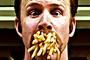 Morgan Spurlock with a mouthful of fries.