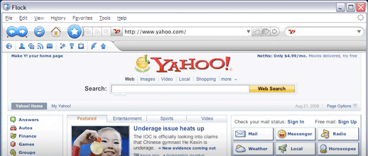 Screenshot of Flock Web Browser (Mac)