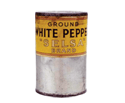 Old fashioned ground white pepper tin