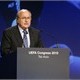 FIFA President Joseph S. Blatter addresses the annual UEFA congress in Tel Aviv
