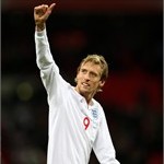 Peter Crouch of England celebrates