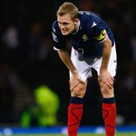 Darren Fletcher of Scotland reacts at the end of the FIFA 2010 World Cup qualifier
