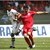Hector Mancilla (R) of Toluca fights for the ball with Juan Carlos Leano of Estudiantes