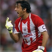 Luis Hernesto Michel of Chivas celebrates a scored goal during a ma