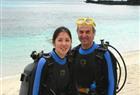 First-time scuba divers Lisa and Lorne Malin at Furuzamami Beach, Zamami Island near Okinawa.