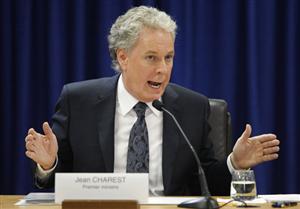 Quebec's Premier Jean Charest speaks as he testifies during the Inquiry Commission into the appointment process for judges in Quebec City, September 23, 2010. The Commission is presided by Former Supreme Court of Canada judge Michel Bastarache.