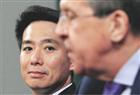 Japan's Foreign Minister, Seiji Maehara (left) watches Russia's Foreign Minister Sergey Lavrov restate Russia's claim to a group of Pacific islands that Japan believes still belongs to it.