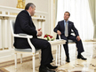 Russian President Dmitry Medvedev (R) meets with South Ossetia leader Eduard Kokoity in Sochi on August 13, 2010