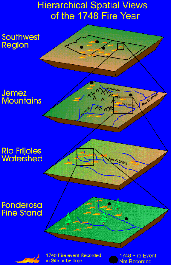 Figure 9-13 Graphic illustrating hierarchical spatial views of the 1748 fire year.