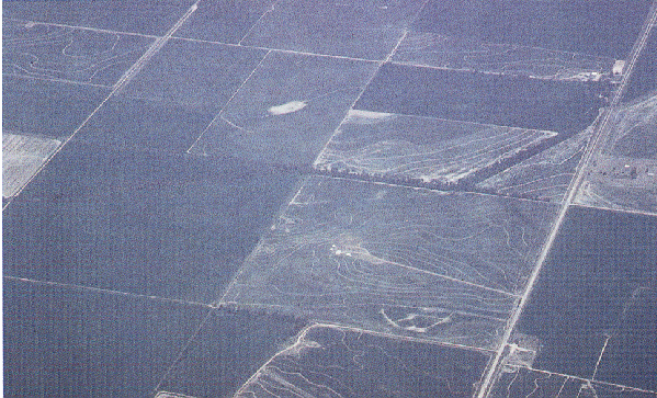Figure 7-2 Aerial photograph illustrating section lines outlined by county roads