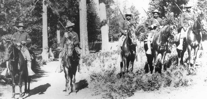 1899 photo of Buffalo Soldiers in the 24th Infantry in Yosemite National Park  (Yosemite Research Library)