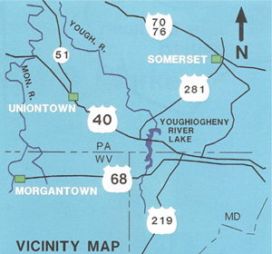 Graphic Vicinity Map of Youghiogheny River Lake