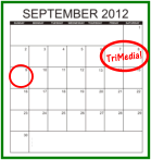September 2012 calendar with TriMedia Film Festival dates circled