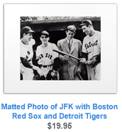 John F. Kennedy with Ted Williams, Eddie Pellagrini, and Hank Greenberg