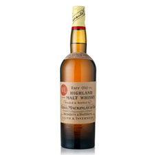Bottle shot of Mackinlay's Rare Old Highland Malt Whisky.