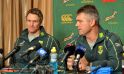Jean de Villiers and Springbok coach Heyneke Meyer at the press conference in Durban where De Villiers was officially announced as the new captain on 4 June 2012. Picture: Aletta Gardner/EWN