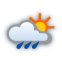 partly cloudy, light showers