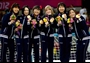 Japan proudly display their Goalball gold medals