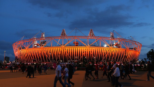 The Olympic Stadium at night 