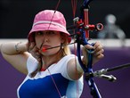 Danielle Brown of Great Britain takes aim on her way to gold