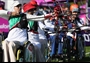 Zahra Javanmard of the Islamic Republic of Iran competes in the women's team Archery