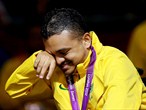 Maciel Sousa Santos of Brazil celebrates winning gold