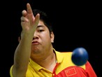 Zheng Yuansen of China in action during the Boccia gold medal match