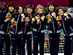 Japan proudly display their Goalball gold medals