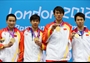 Men's 4x100m Medley winners, China, collect their medals 