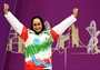 Sareh Javanmardidodmani celebrates winning bronze 