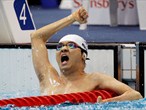 Min Byeong-Eon of Korea celebrates after winning gold