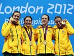 Australia take gold in the  women's 4x100m medley relay