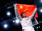 Chen Yijun of China celebrates after winning the gold