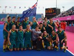 Australia celebrate their victory against Great Britain