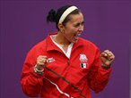 Aida Roman Arroyo of Mexico celebrates her silver medal
