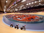 Great Britain compete in the Team Sprint