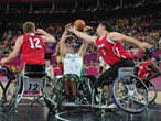 Australia take on Canada in the Wheelchair Basketball 