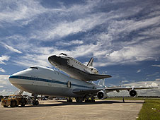 The shuttle carrier aircraft (SCA) and Endeavour