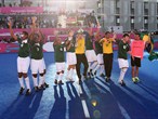 Golden moment for the Brazilian 5-a-side Football team as they celebrate winning the final