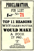 Top 11 Reasons Why Harry Potter Woudl Make a Poor IT Pro