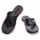Gucci Men Slippers Leather Black Red