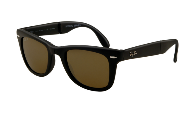Ray Ban RB4105 Folding Wayfarer Sunglasses Black Frame Crystal B