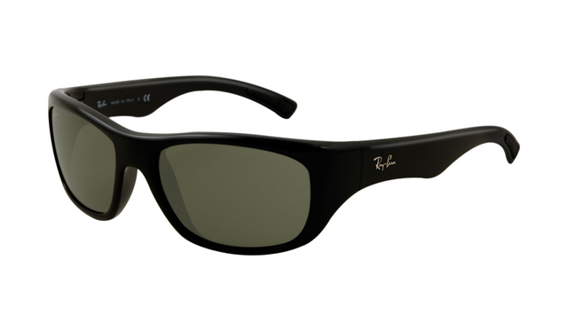 Ray Ban RB4177 Sunglasses Shiny Black Frame Deep Green Polarized