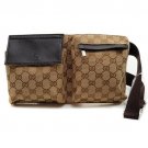 Gucci Waist Bags Brown Gg Fabric Black Leather